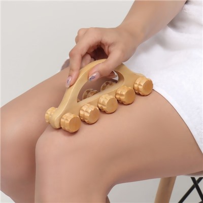 Массажёр «Гусеница», 18×5.5×8 см, 10 колёс, деревянный