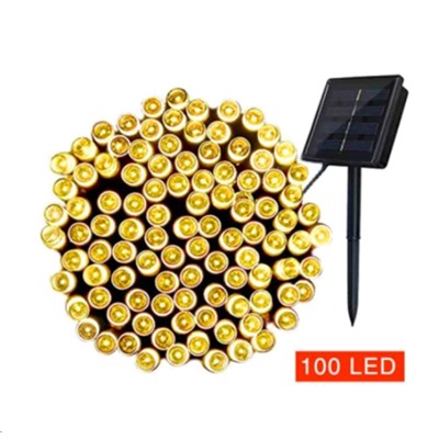 Гирлянда с питанием от солнечных элементов 10 м 100 лампочек 6 режимов / DPM-5560 /уп 100/ теплый белый свет
