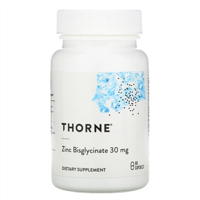 Thorne Research, бисглицинат цинка, 30 мг, 60 капсул