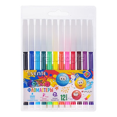 Фломастеры "Cosmo" 12 цветов с невентилируемым колпачком, в пластиковом блистере