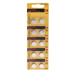 Батарейка алкалиновая Kodak, AG13 (G13, 357, LR1154, LR44)-10BL, 1.5В, блистер, 10 шт.