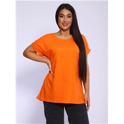 Футболка без рисунка с отворотами на рукавах, хлопок 100%, Арт. 561 (Оранжевый)