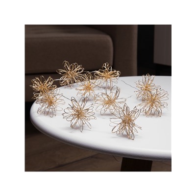 Гирлянда «Нить» роса 5 см, с насадками «Вспышка», IP20, серебристая нить, 10 LED, батарейки ААх2 (не в комплекте), свечение тёплое белое