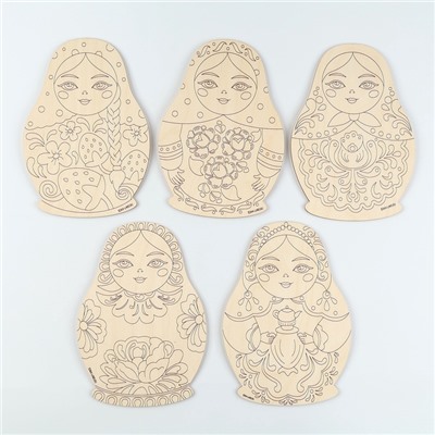 Заготовки для творчества. Роспись по дереву «Матрешки», 5 шт.