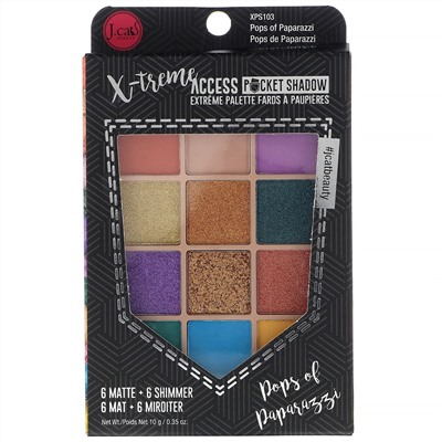 J.Cat Beauty, X-Treme Access Pocket Shadow, палетка теней, оттенок XPS103 Pops of Paparazzi, 10 г (0,35 унции)