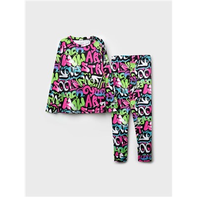 Термокомплект трикот. для девочек: фуфайка (футболка) с длин. рук, брюки