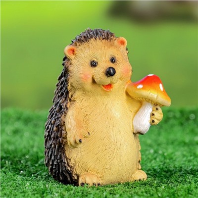Садовая фигура из полистоуна «Ежик с мухомором», 11×9×8.5 см