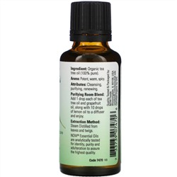 Now Foods, органические эфирные масла, масло чайного дерева, 30 мл (1 жидк. унция)