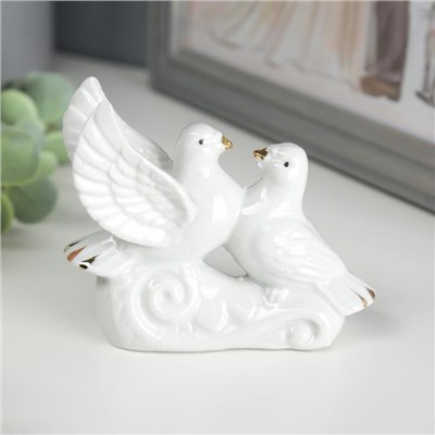 Фигурка керамика «2 голубя воркуют», со стразами, 3.5×9.7×8.5 см