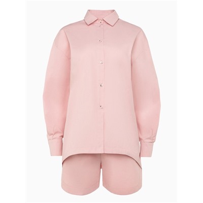 Костюм женский (рубашка, шорты) MINAKU: Oversize, тёмно-розовый, размер 46