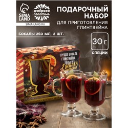 Подарочный набор новогодний для приготовления глинтвейна «Лучше глинтвейна»: специи 30 г, бокалы 250 мл, 2 шт.