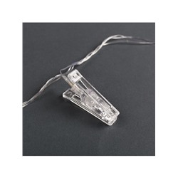 Гирлянда-нить, 4.5 м с насадками «Прищепки», IP20, прозрачная нить, 20 LED, свечение RG/RB, мигание, 220 В