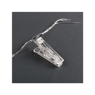 Гирлянда-нить, 4.5 м с насадками «Прищепки», IP20, прозрачная нить, 20 LED, свечение синее, 220 В