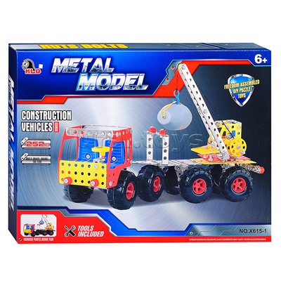 Конструктор металлический "Автокран" (252 дет.) в коробке