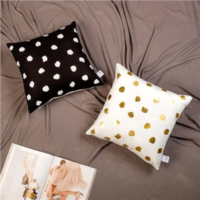 Подушка декоративная «Этель. Горошек белая», 40×40 см, велюр