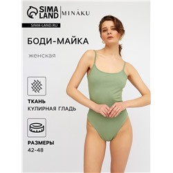 Боди женское MINAKU: Basic line цвет оливковый, размер 42