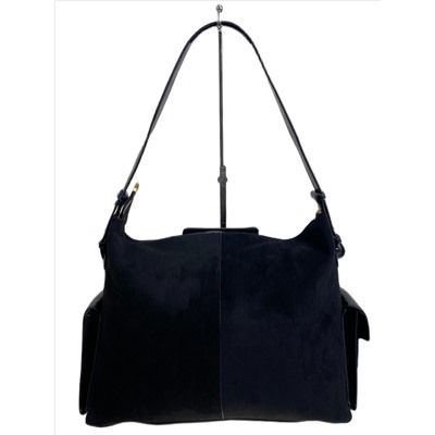 Женская сумка из искусственной замши, цвет черный