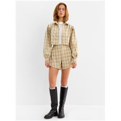 Костюм женский (блузка, шорты) MINAKU: Casual Collection, бежевая клетка, размер 42