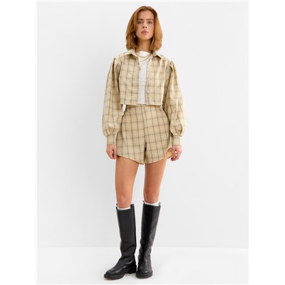 Костюм женский (блузка, шорты) MINAKU: Casual Collection, бежевая клетка, размер 42