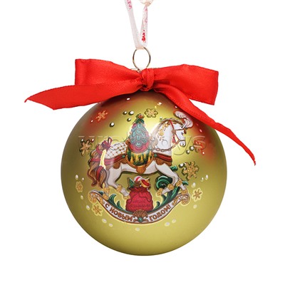 Новогоднее подвесное украшение из стекла, 8х8х8см.