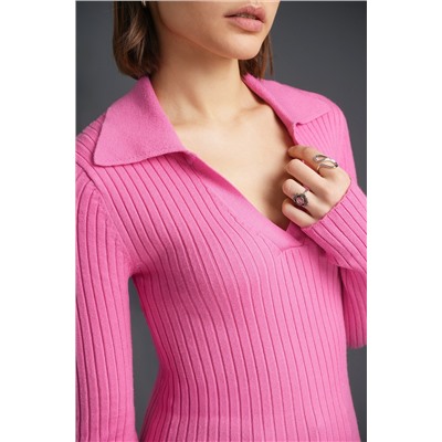 Женский джемпер лапша с воротником поло Happyfox