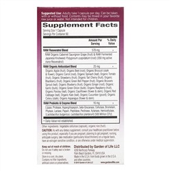Garden of Life, RAW Resveratrol, 350 мг, 60 веганских капсул