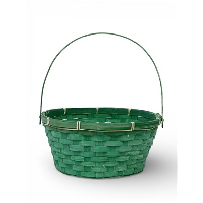 Корзина плетёная для хранения, 26×26×12 см, ручка h=21 см, бамбуковая, зелёная