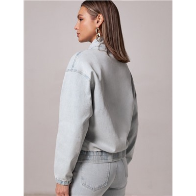 Джинсовый бомбер на молнии из эластичного плотного денима