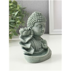 Подставка для благовоний «Будда и фонтан с лотосом», песчаник, стелющийся дым, 7×10.5×13 см