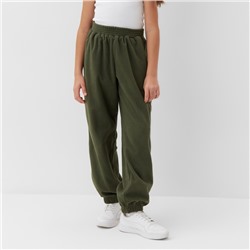 Брюки флисовые для девочки MINAKU: Fleece Soft, зелёные, рост 152 см