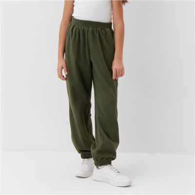Брюки флисовые для девочки MINAKU: Fleece Soft, зелёные, рост 152 см