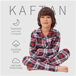 Пижама детская новогодняя (рубашка, брюки) KAFTAN Christmas time, размер 30 (98-104 см), бело-красная