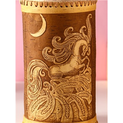 Туес большой «Конек-Горбунок», банка для хранения, береста