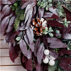 Венок новогодний d=38 см «Зимнее волшебство. Уютная сказка» листья, шишки, зелень