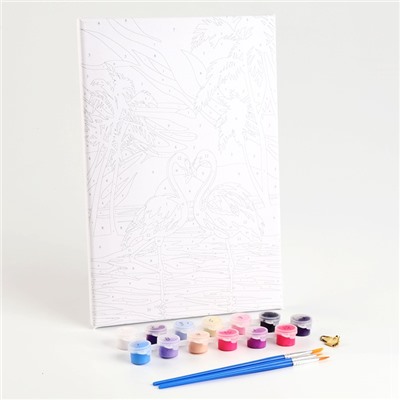 Картина по номерам на холсте с подрамником «Фламинго на закате», 30×20 см