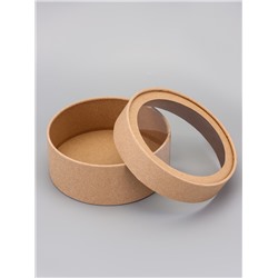 Набор круглых подарочных коробок, завальцованные с окном, крафт, набор 8 шт., 15×6 см