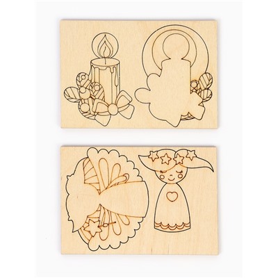 Роспись по дереву на магнитах «С Рождеством!», набор для творчества