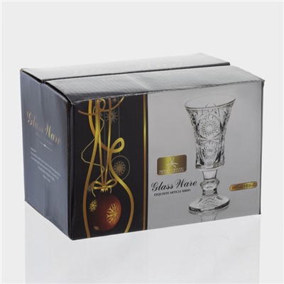 Рюмки Доляна «Ледяная звезда», 40 мл, 10.5×5 см, набор 6 шт., стекло, прозрачные