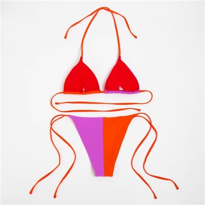 Купальник раздельный на завязках женский MINAKU, оранж, сиренев, размер 42