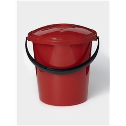 Ведро с крышкой и сливом, 10 л, d=32 см, h=26 см, МИКС
