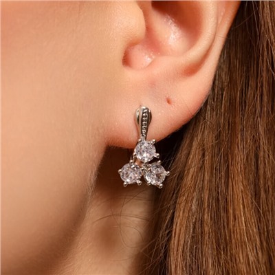 Серьги ювелирная бижутерия, покрытие посеребрение, вставка: фианиты, цвет: прозрачный, арт.213.599