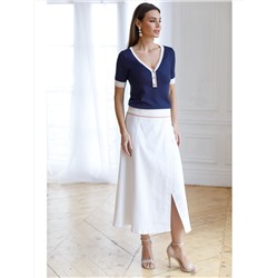 Джемпер с V-вырезом с коротким рукавом из вискозы