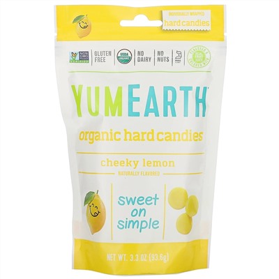 YumEarth, Органические леденцы, дерзкий лимон, 93,6 г (3,3 унции)