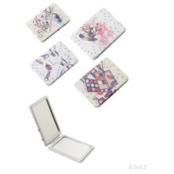 Зеркало карманное 6х8 см / GT348 /уп 50/300/ кожзам, стразы