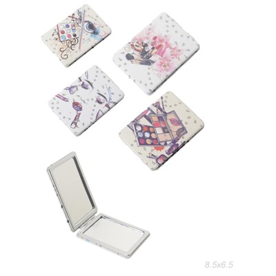 Зеркало карманное 6х8 см / GT348 /уп 50/300/ кожзам, стразы