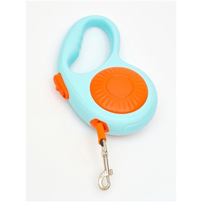 Рулетка - поводок для собак, лента 3 метра, оранж/голубая