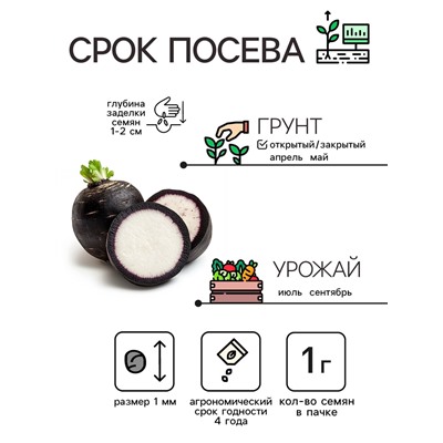 Семена Редька "Зимняя круглая чёрная", среднеспелая, 1 г