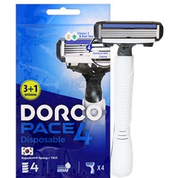Станок для бритья с несъемной головкой DORCO PACE-4 (4 шт.), FRA 100-(3+1)P