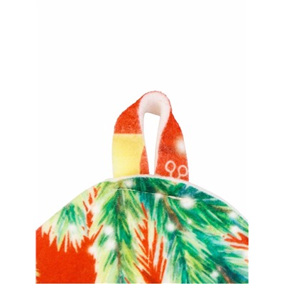 Набор для бани с принтом «С новым годом!», 5 предметов: шапка, рукавица, тапочки, коврик, портфель, красный, «Банная забава»