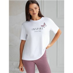 Футболка с принтом свободная эластичная из премиального хлопка